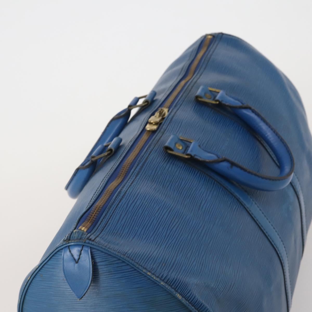 LOUIS VUITTON Epi Keepall 45 Boston Bag Blue M42975 LV Auth 197485