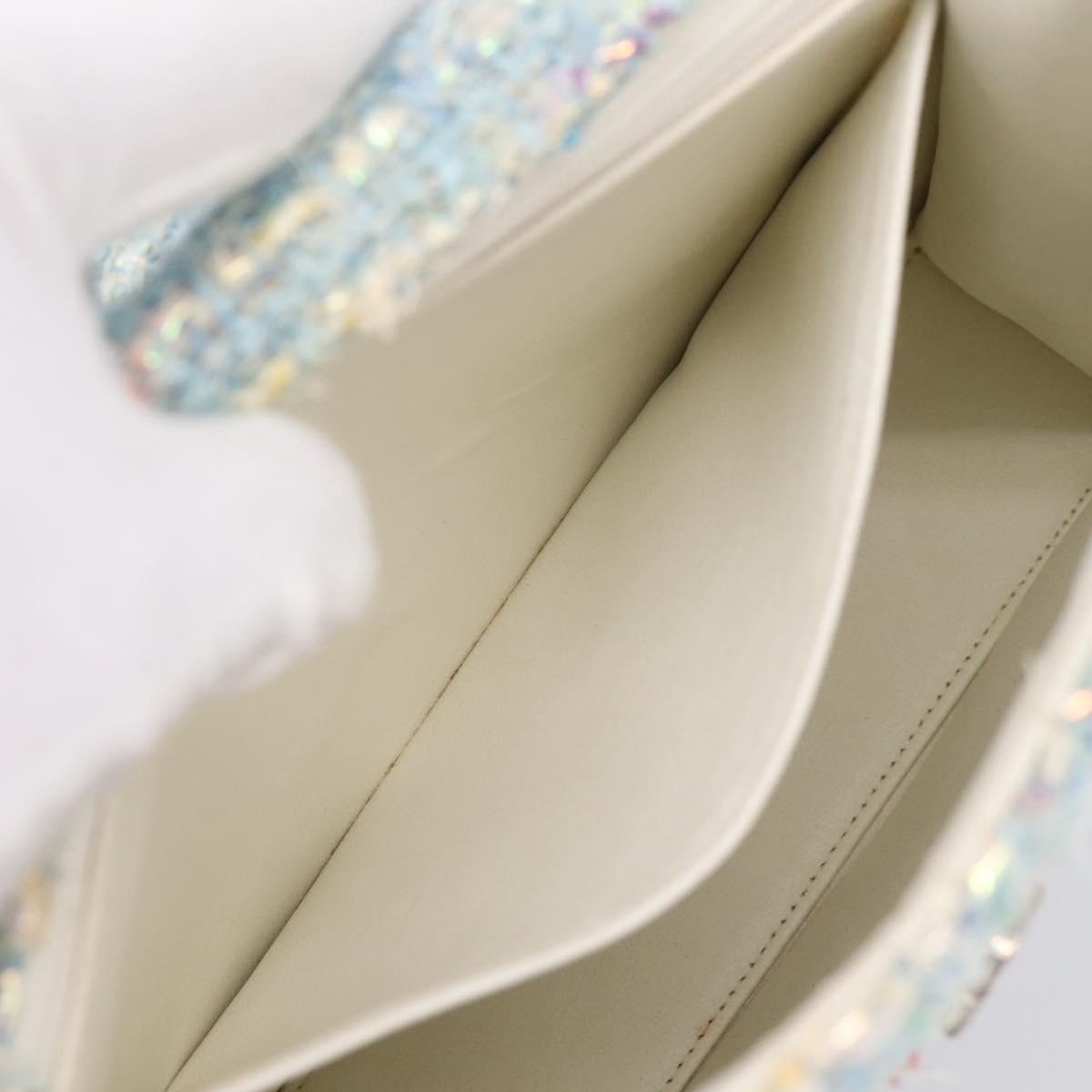 CHANEL COCO Mark Chain Hand Bag Tweed Light Blue Silver CC Auth 197488SAM
