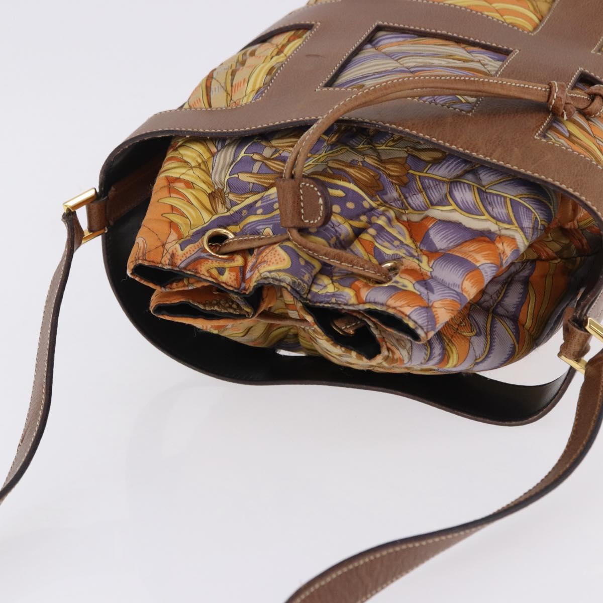 Salvatore Ferragamo Shoulder Bag Leather Brown Gold Auth 197492