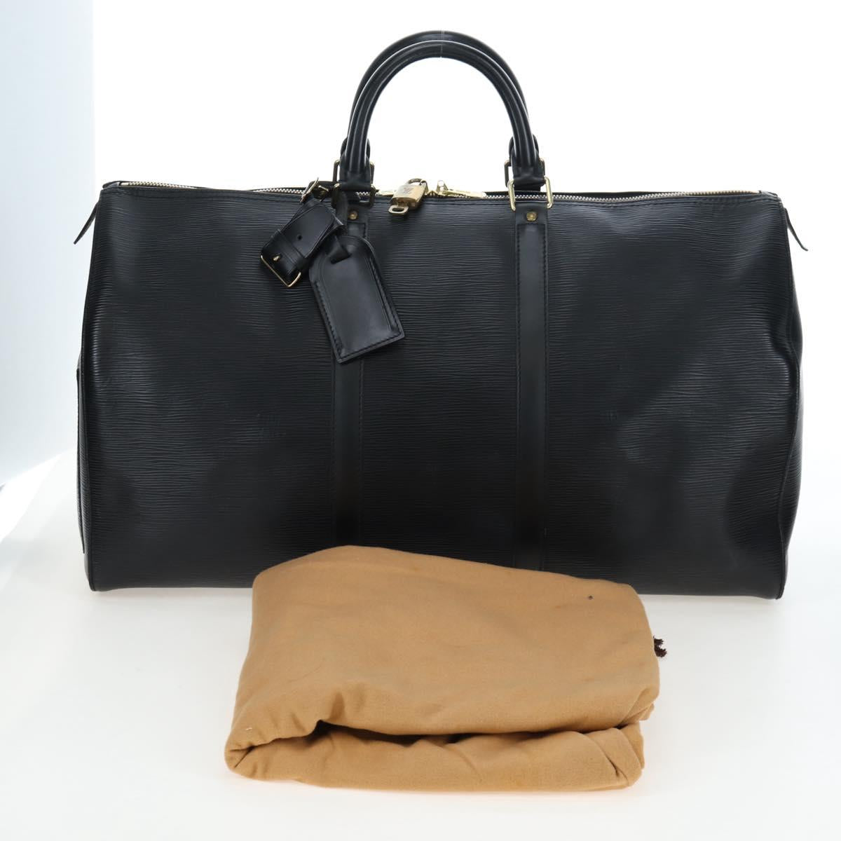 LOUIS VUITTON Epi Keepall 50 Boston Bag Black M42962 LV Auth 197495V