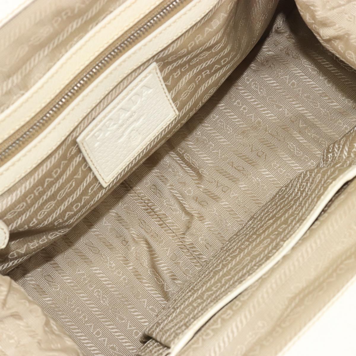 PRADA Hand Bag Straw Beige Silver Auth 197502A