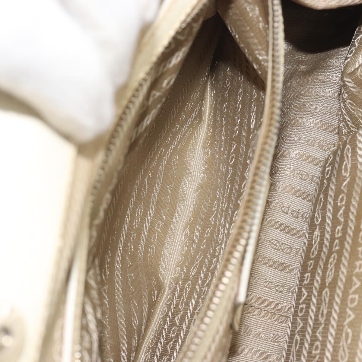 PRADA Hand Bag Straw Beige Silver Auth 197502A