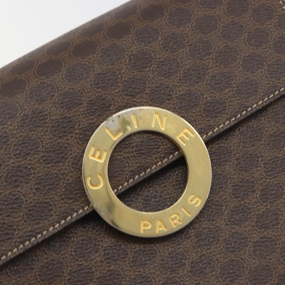 CELINE Macadam Canvas Circle Shoulder Bag PVC Leather Brown Gold Auth 197510A