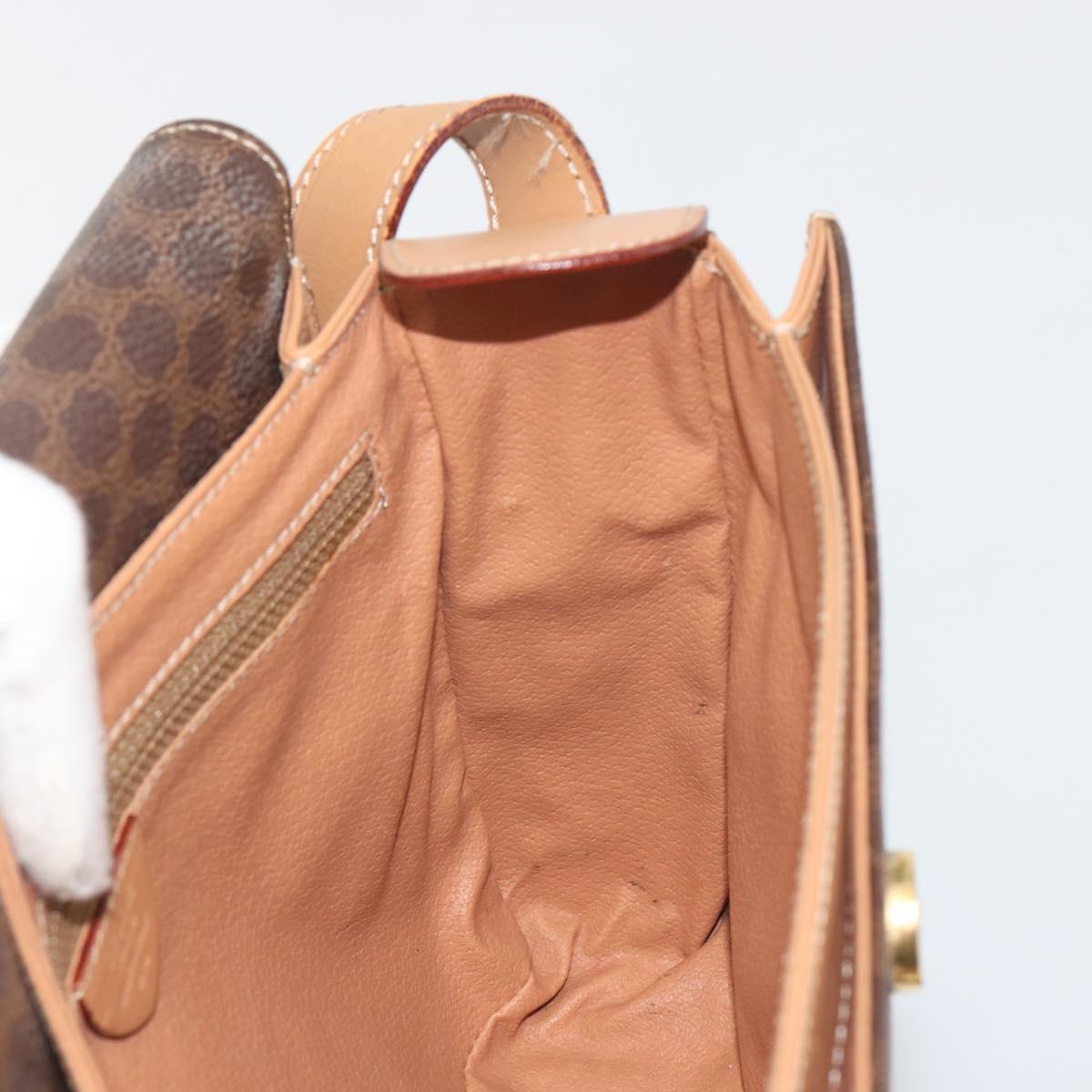 CELINE Macadam Canvas Circle Shoulder Bag PVC Leather Brown Gold Auth 197510A