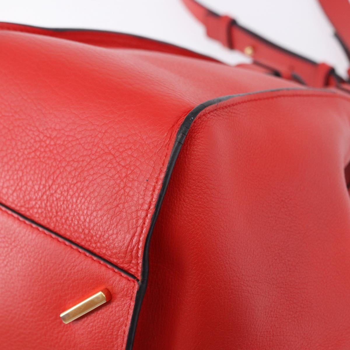 LOEWE Hammock Hand Bag Leather 2way Red Gold Auth 197512A