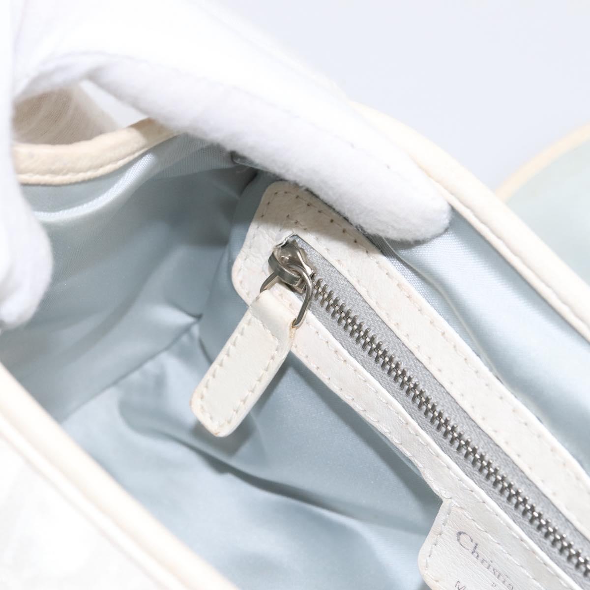 Christian Dior Trotter Canvas Romantic Hand Bag PVC White Silver Auth 197513V