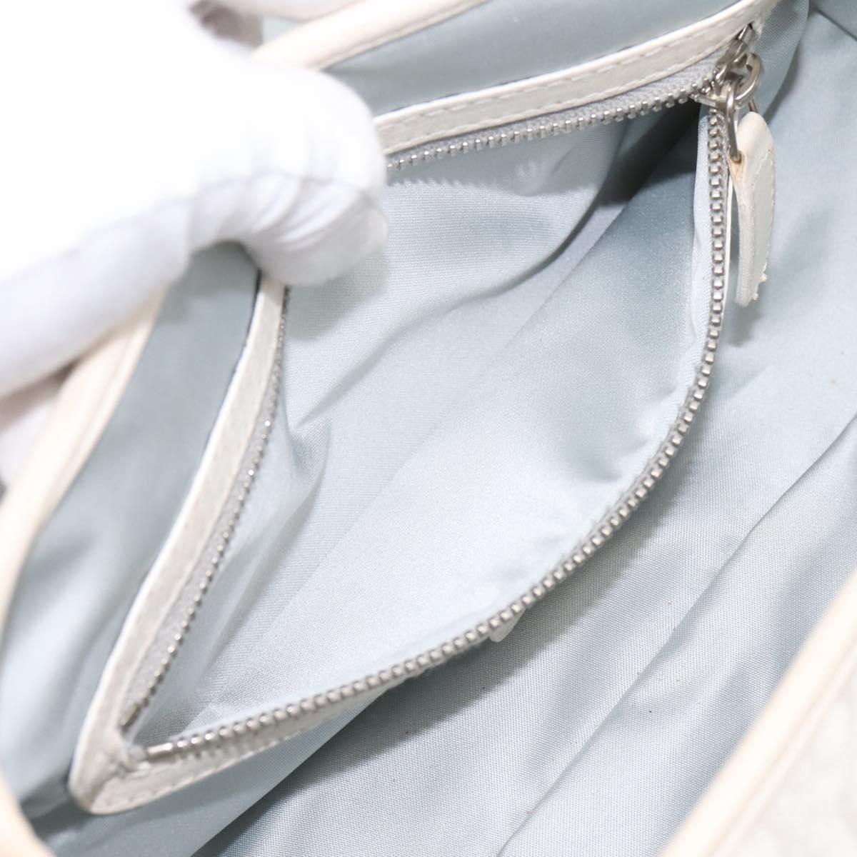 Christian Dior Trotter Canvas Romantic Hand Bag PVC White Silver Auth 197513V