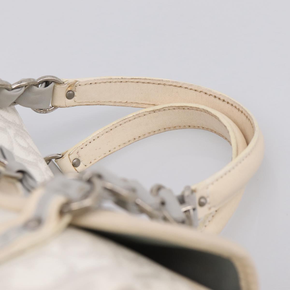 Christian Dior Trotter Canvas Romantic Hand Bag PVC White Silver Auth 197513V