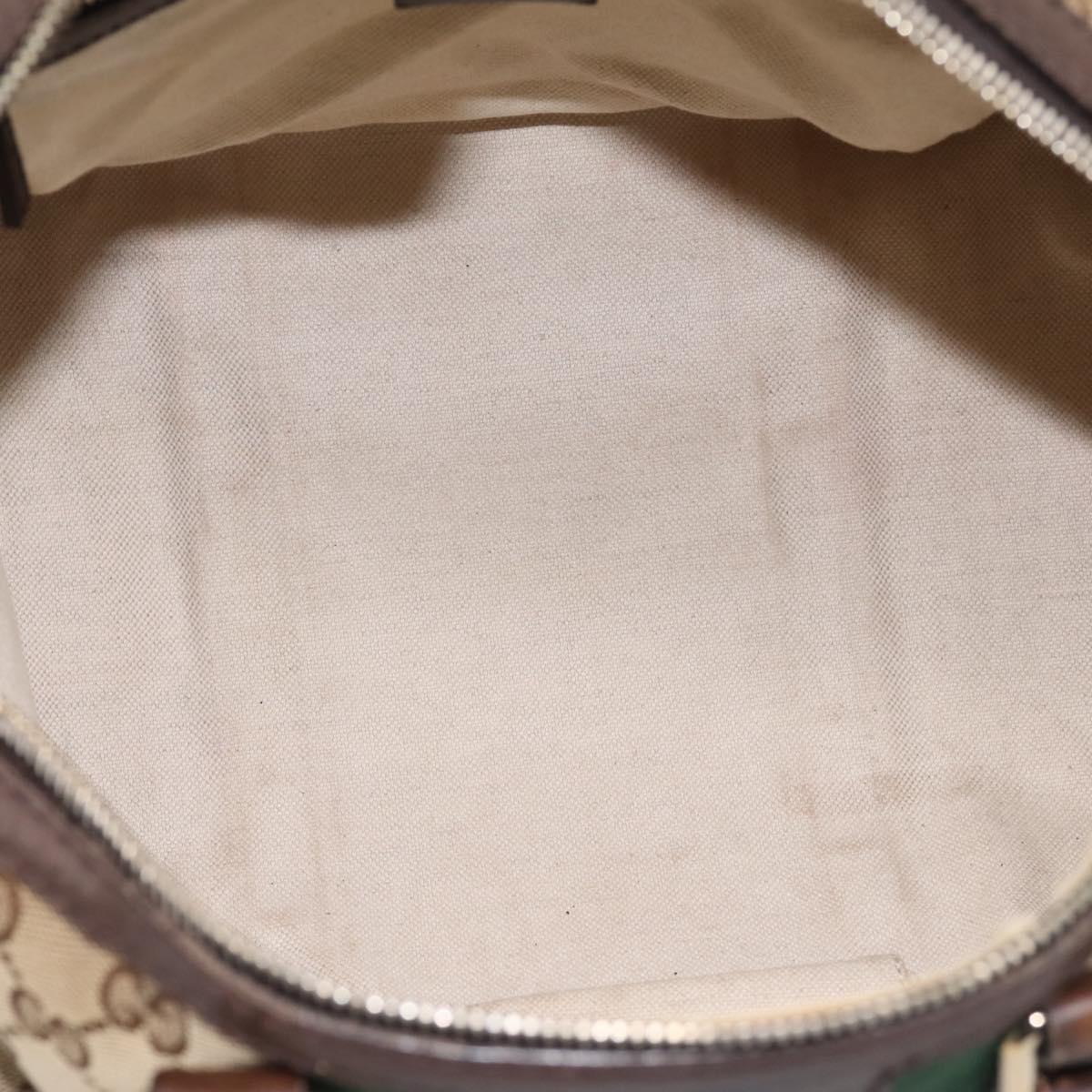 GUCCI GG Canvas Web Sherry Line Boston Bag 2way Beige Gold 247205 Auth 197515