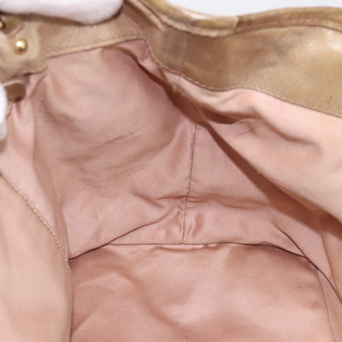 Miu Miu Hand Bag Vitello Lux Leather 2way Beige Gold Auth 197516A
