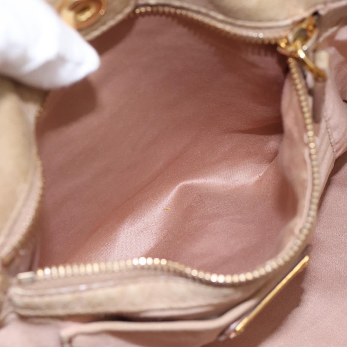 Miu Miu Hand Bag Vitello Lux Leather 2way Beige Gold Auth 197516A