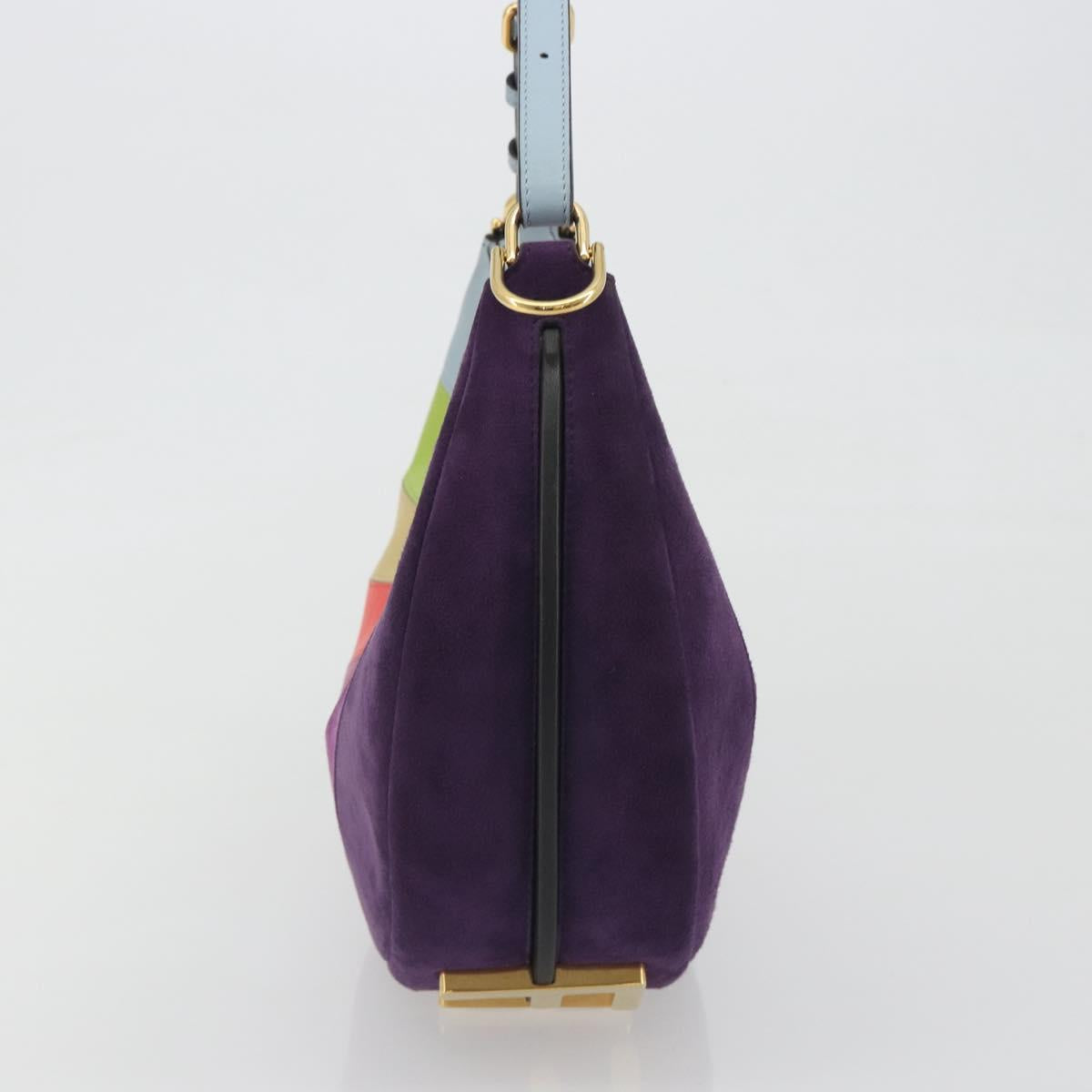 FENDI Graffiti Shoulder Bag Leather Multicolor Gold Auth 197520M