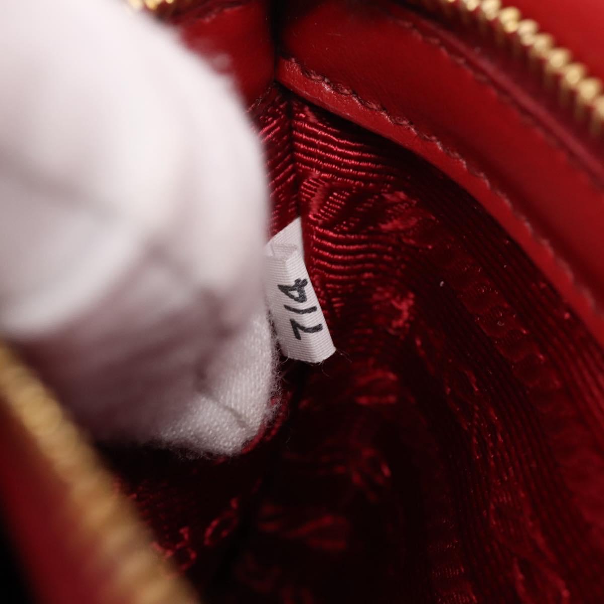 PRADA Diagram Chain Shoulder Bag Leather Red Gold Auth 197523V