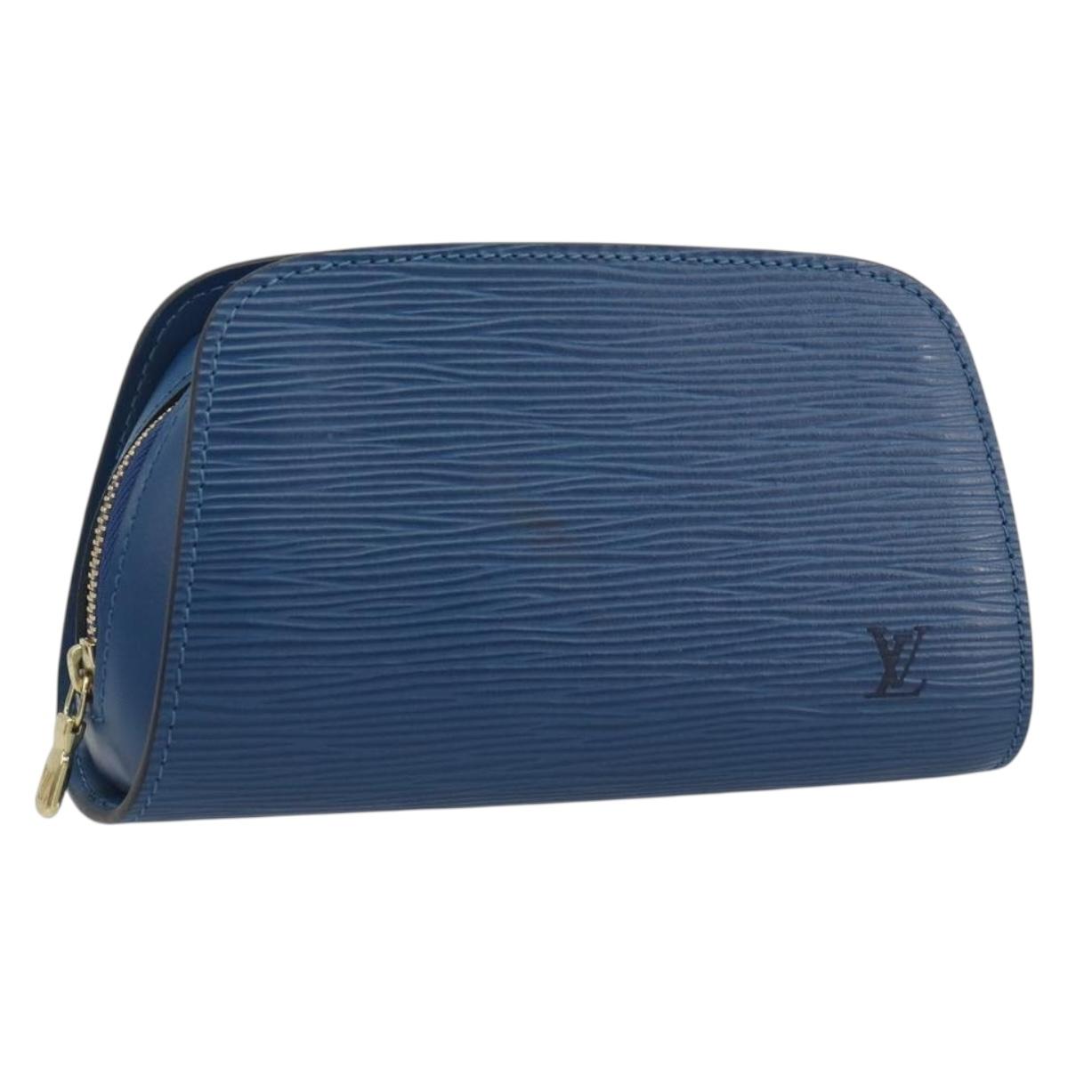 LOUIS VUITTON Epi Dauphine PM Pouch Blue M48445 LV Auth 197540