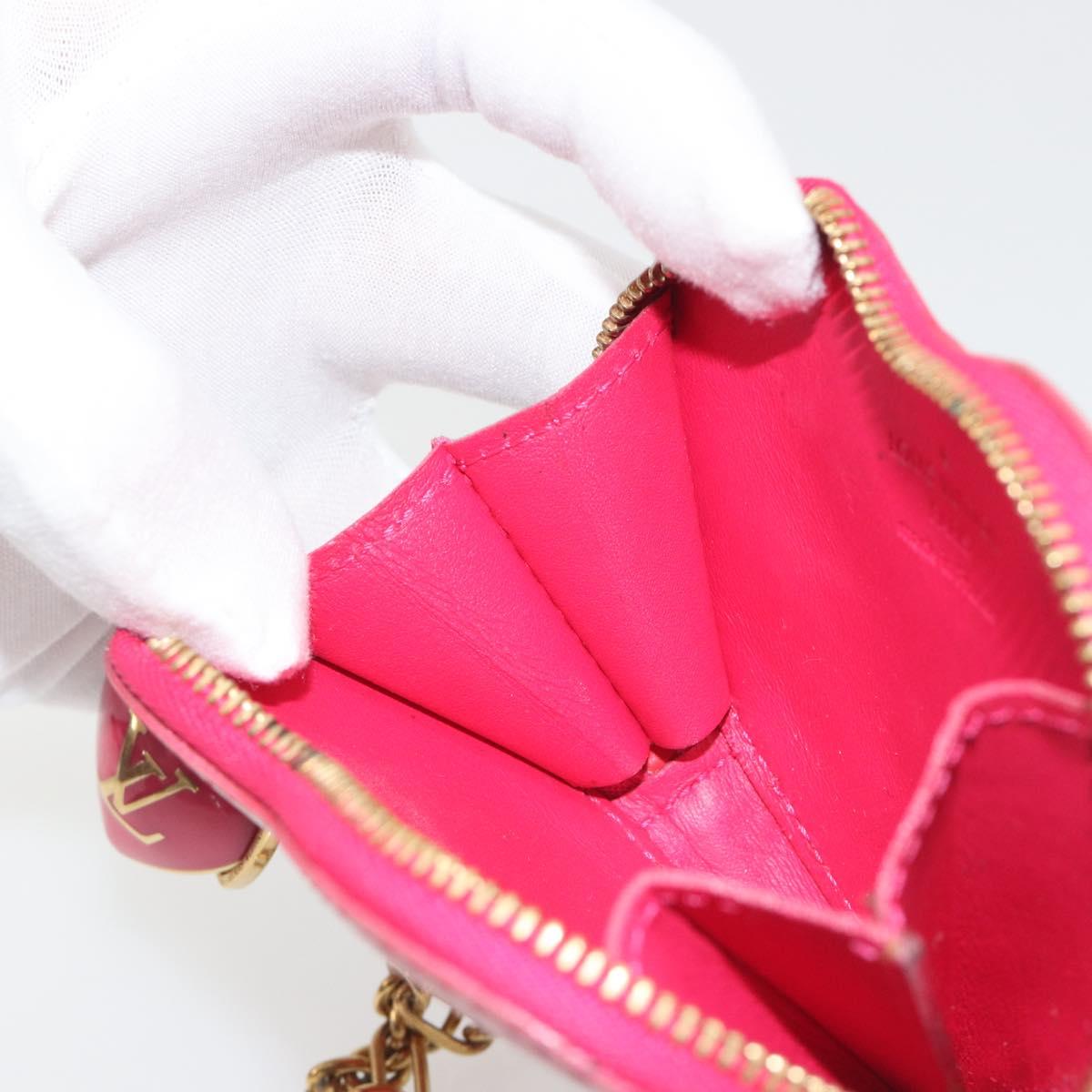 LOUIS VUITTON Monogram Vernis Porte Monnaie Coeur Rose Pop M93657 LV Auth 197555