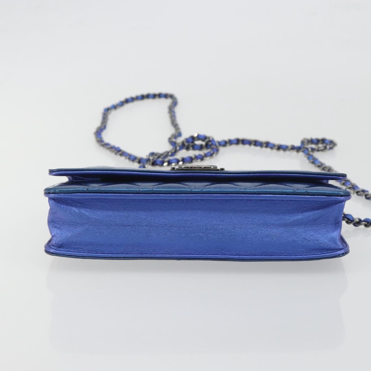 CHANEL Matelasse Boy Chanel Chain Shoulder Wallet Patent Leather CC Auth 197570A