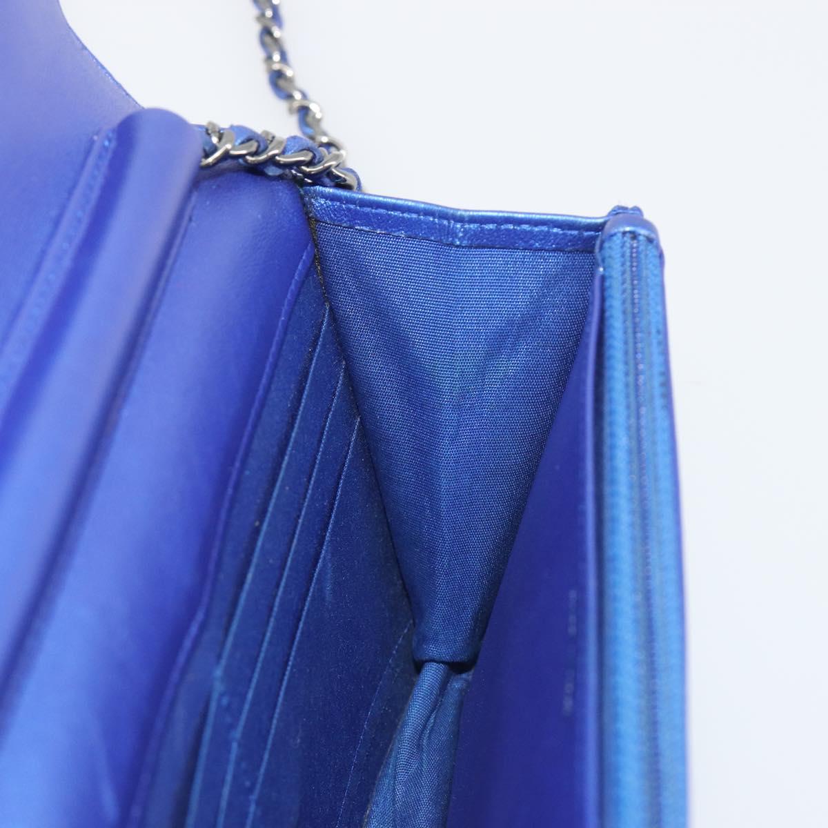 CHANEL Matelasse Boy Chanel Chain Shoulder Wallet Patent Leather CC Auth 197570A