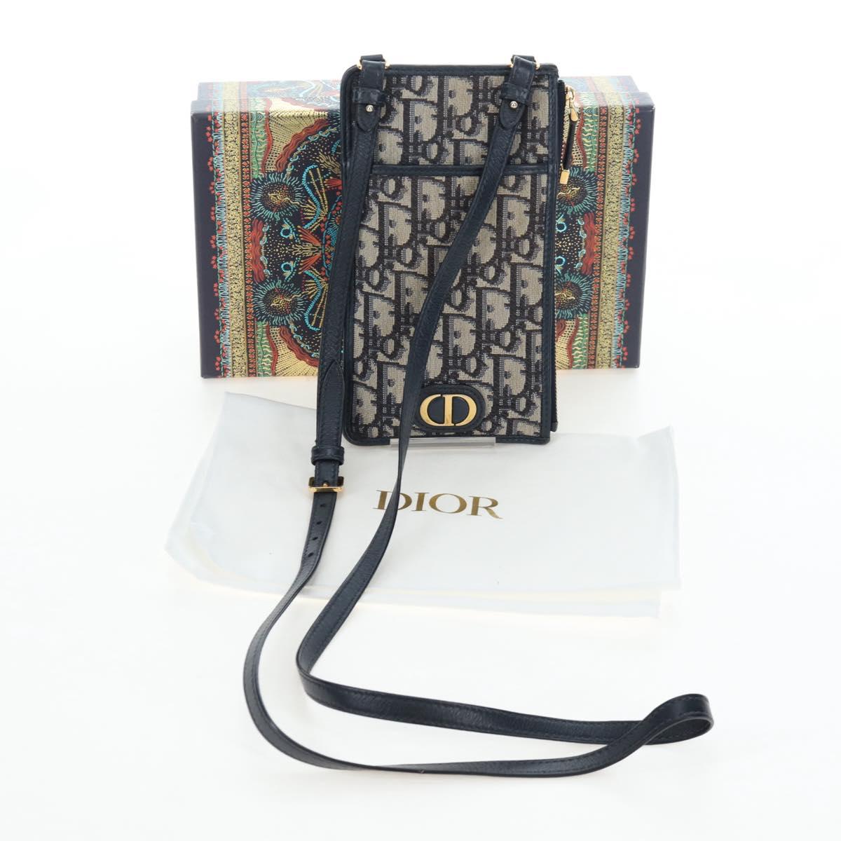 Christian Dior Trotter Canvas 30 Montaigne Diorissimo Bag Navy Gold Auth 197573M