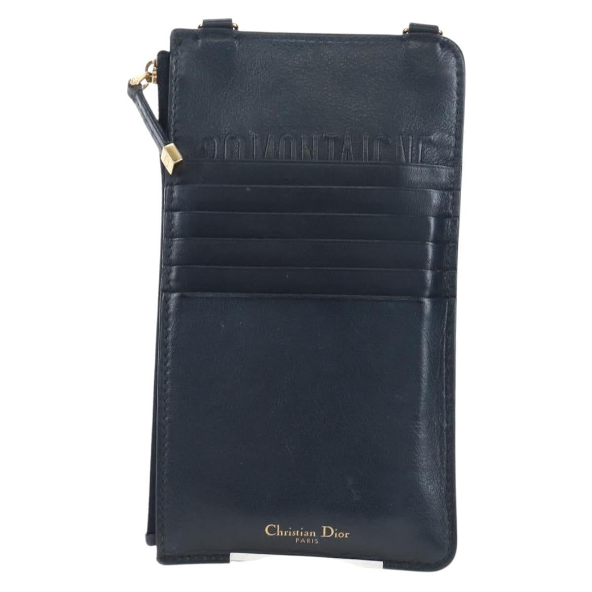 Christian Dior Trotter Canvas 30 Montaigne Diorissimo Bag Navy Gold Auth 197573M