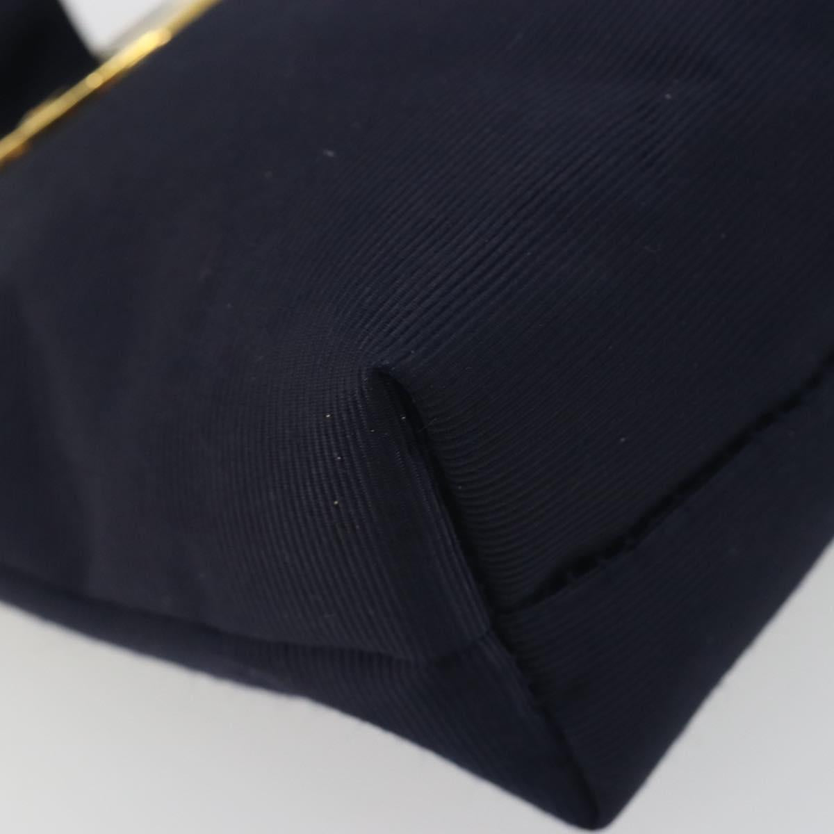 CELINE Circle Pouch Canvas Navy Gold Auth 197576A