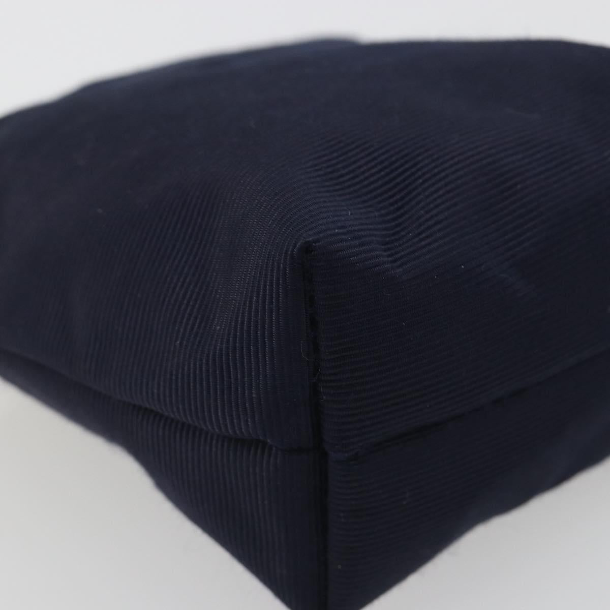 CELINE Circle Pouch Canvas Navy Gold Auth 197576A