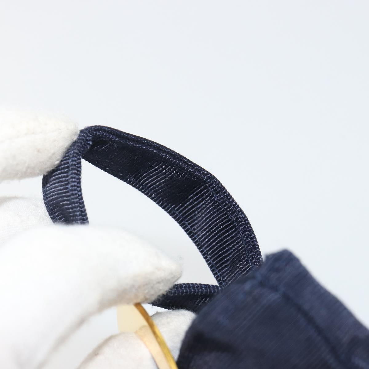 CELINE Circle Pouch Canvas Navy Gold Auth 197576A