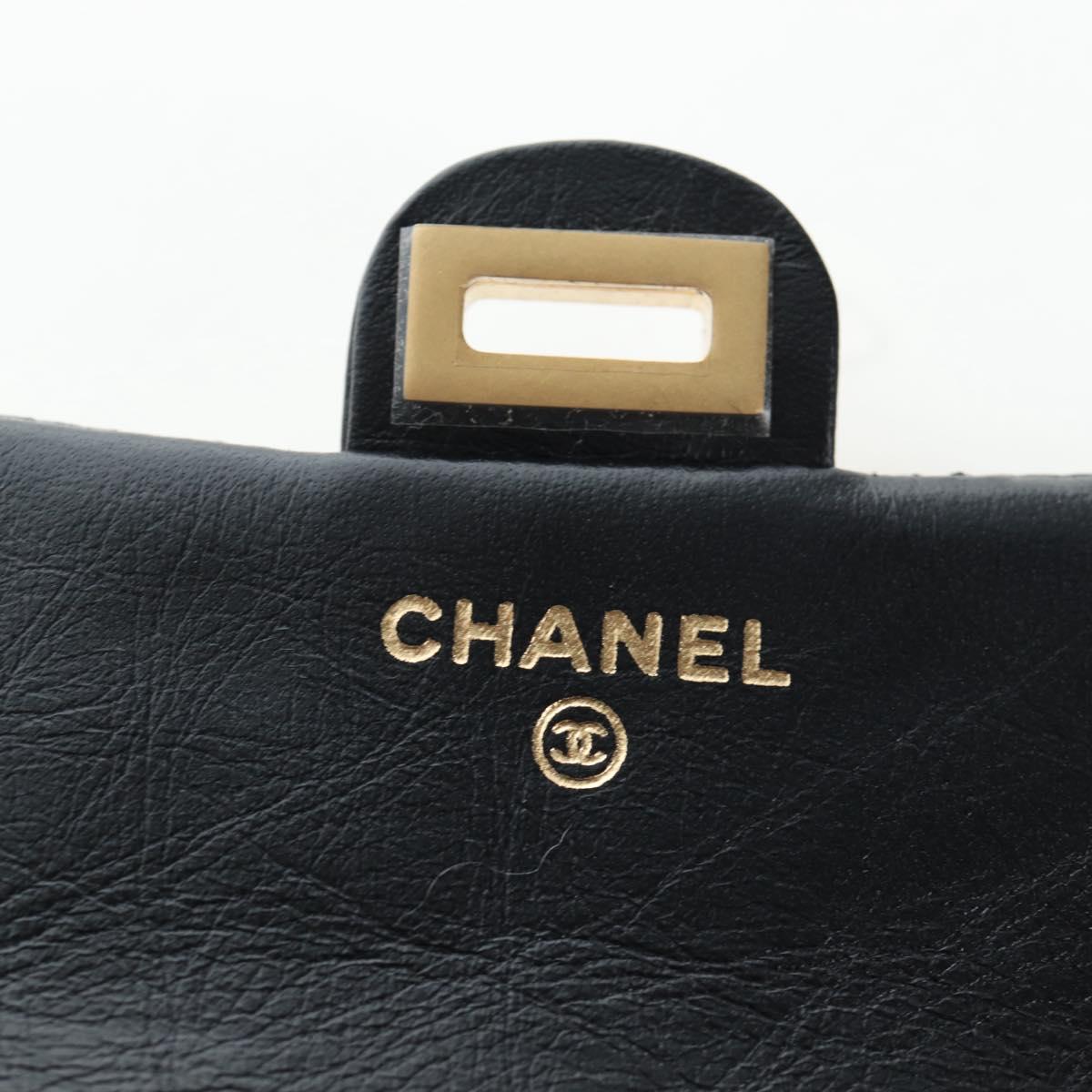 CHANEL Mini Matelasse 12 Success Story Chain Bag Leather Black CC Auth 197581SV