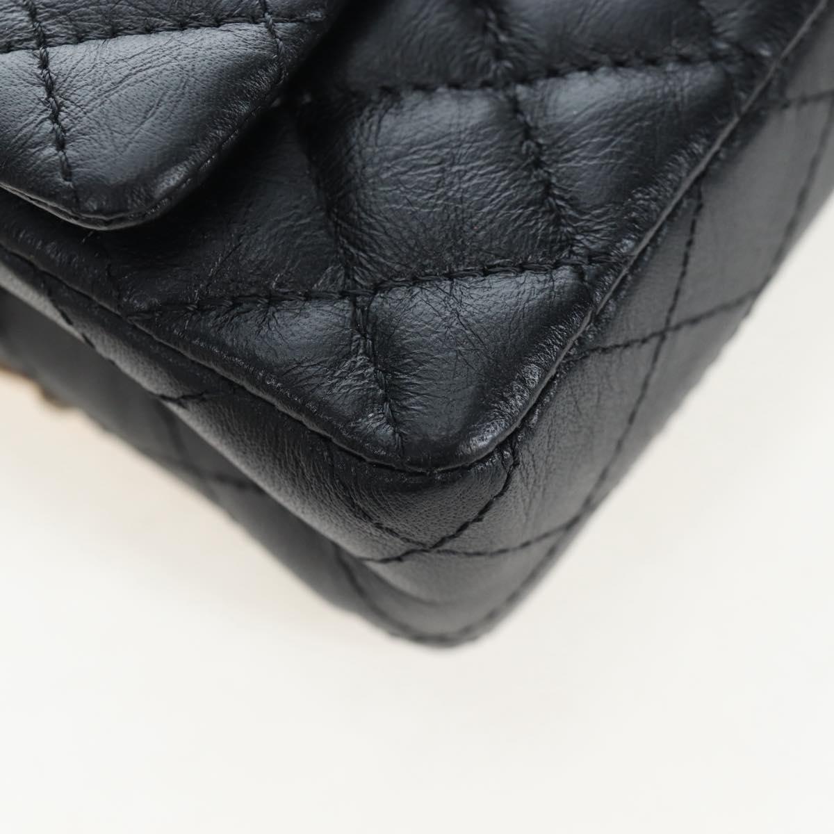CHANEL Mini Matelasse 12 Success Story Chain Bag Leather Black CC Auth 197581SV