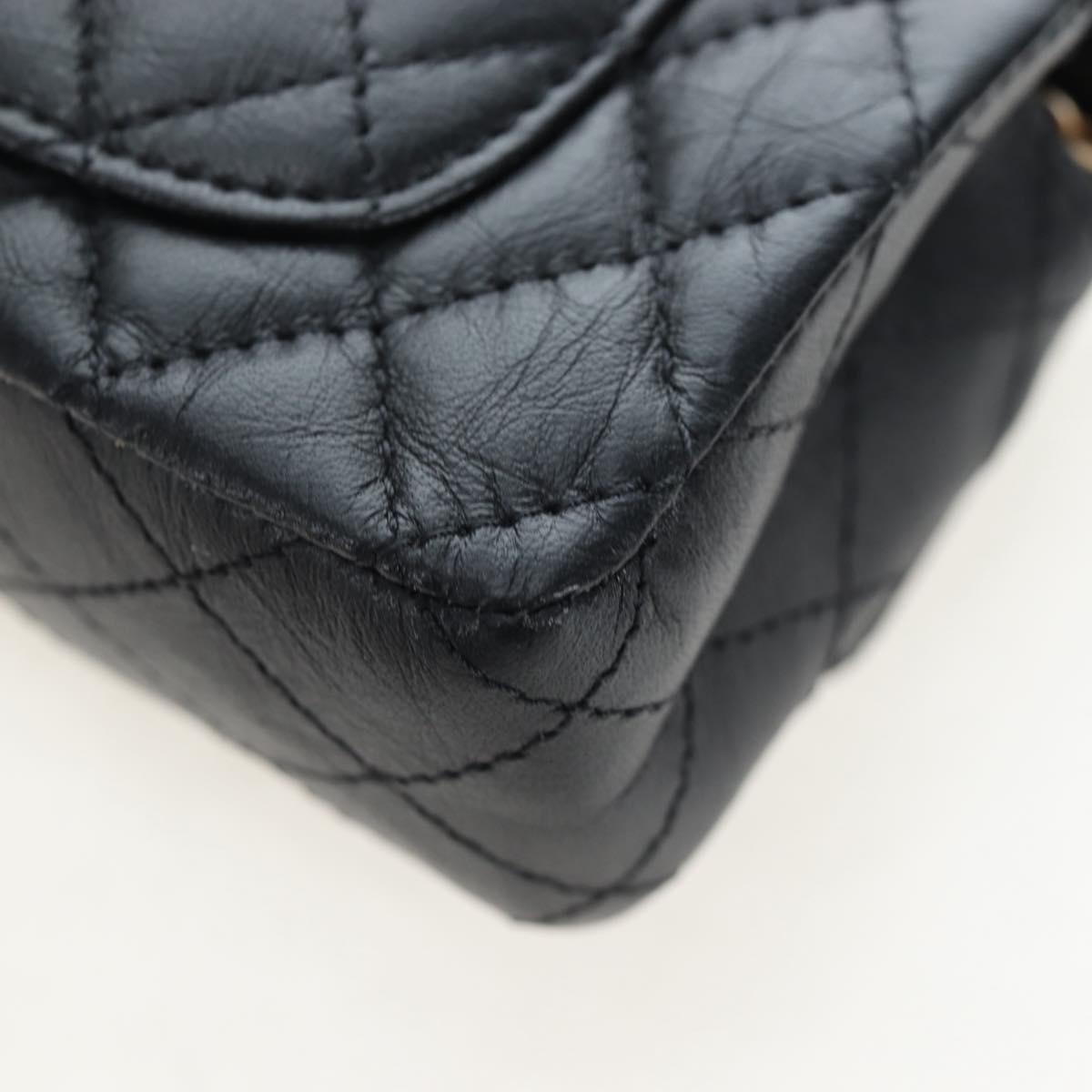 CHANEL Mini Matelasse 12 Success Story Chain Bag Leather Black CC Auth 197581SV