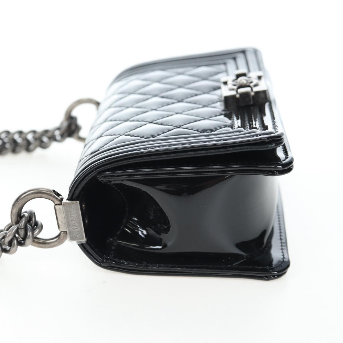CHANEL Mini Matelasse 12 Success Story Chain Bag Leather Black CC Auth 197581SV