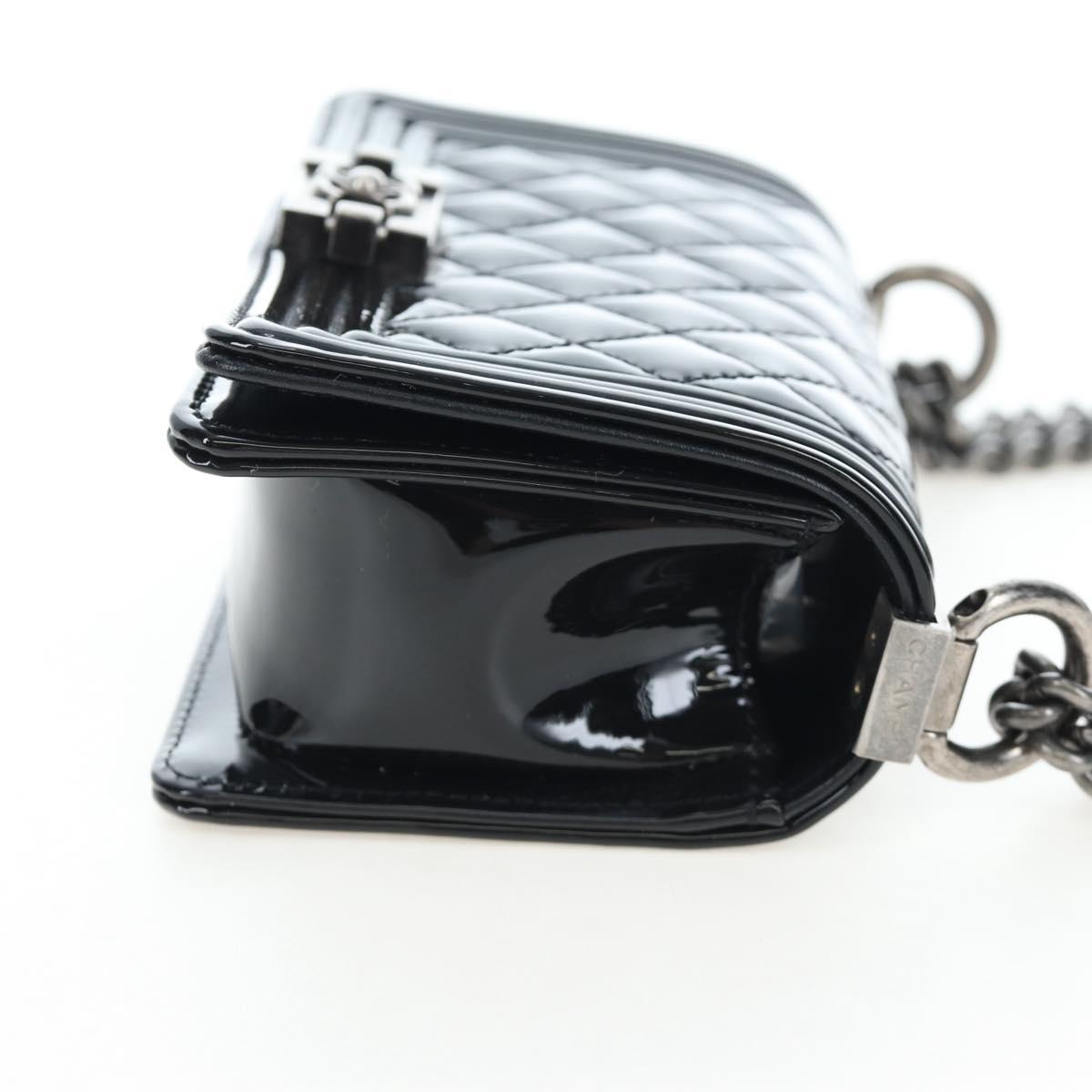 CHANEL Mini Matelasse 12 Success Story Chain Bag Leather Black CC Auth 197581SV