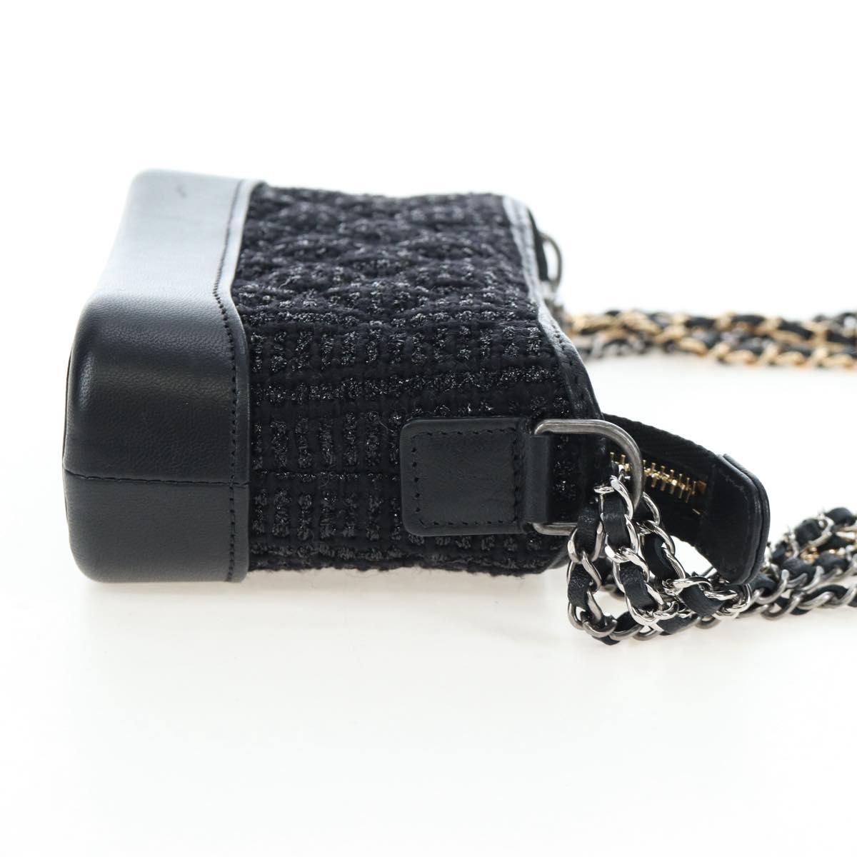 CHANEL Mini Matelasse 12 Success Story Chain Bag Leather Black CC Auth 197581SV