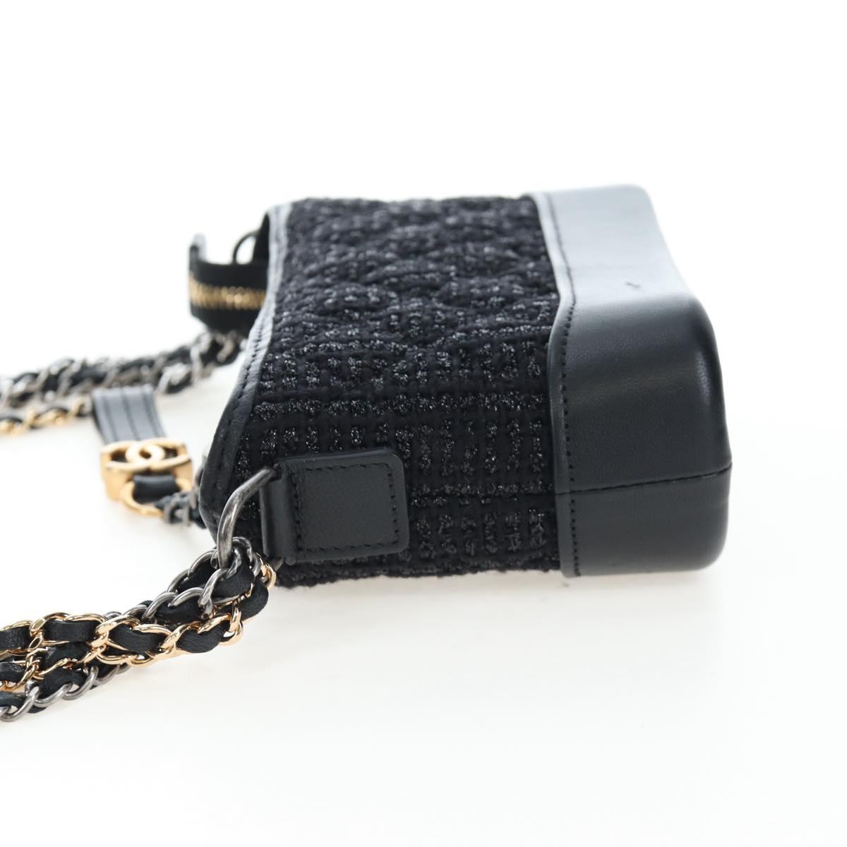CHANEL Mini Matelasse 12 Success Story Chain Bag Leather Black CC Auth 197581SV