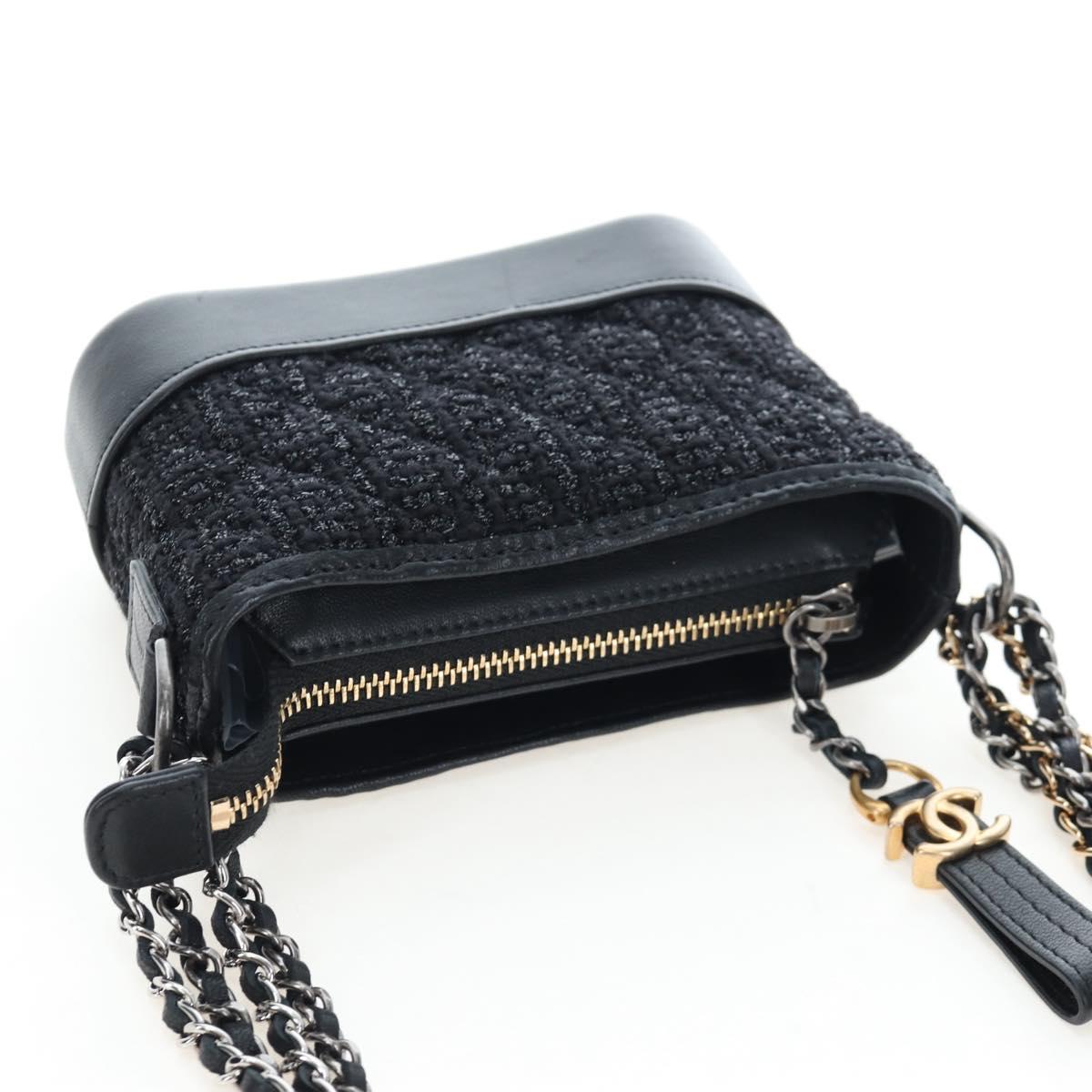 CHANEL Mini Matelasse 12 Success Story Chain Bag Leather Black CC Auth 197581SV