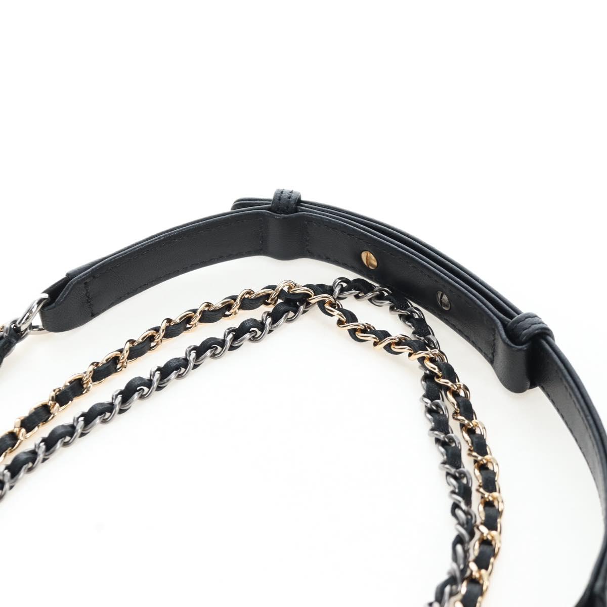 CHANEL Mini Matelasse 12 Success Story Chain Bag Leather Black CC Auth 197581SV