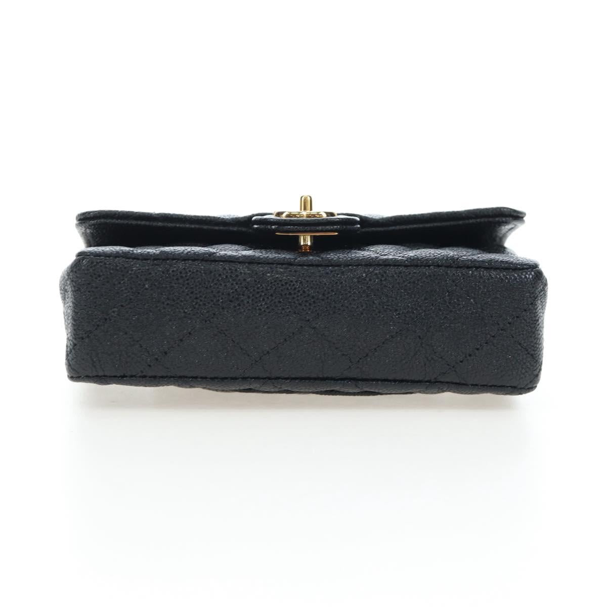 CHANEL Mini Matelasse 12 Success Story Chain Bag Leather Black CC Auth 197581SV