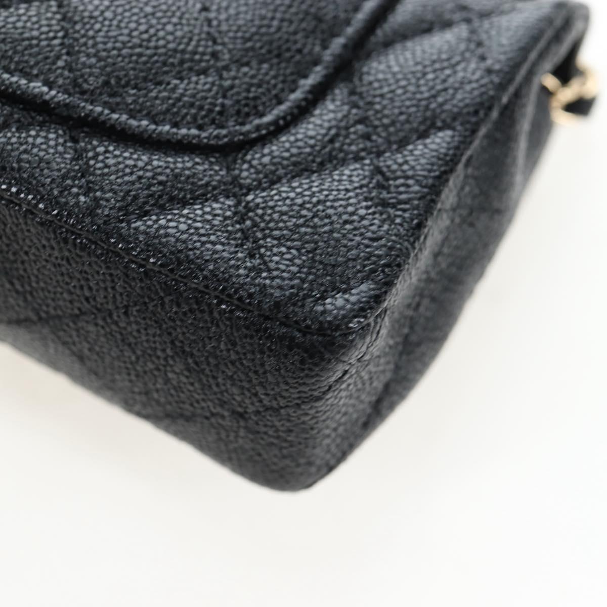 CHANEL Mini Matelasse 12 Success Story Chain Bag Leather Black CC Auth 197581SV
