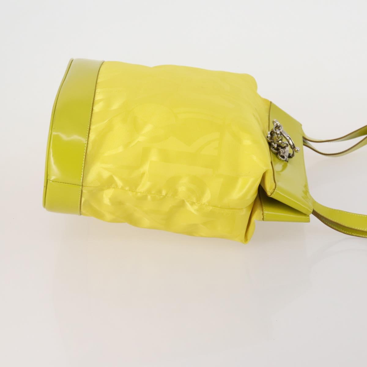 Salvatore Ferragamo Bag Leather Nylon 3 Set Black Yellow white Auth 197582
