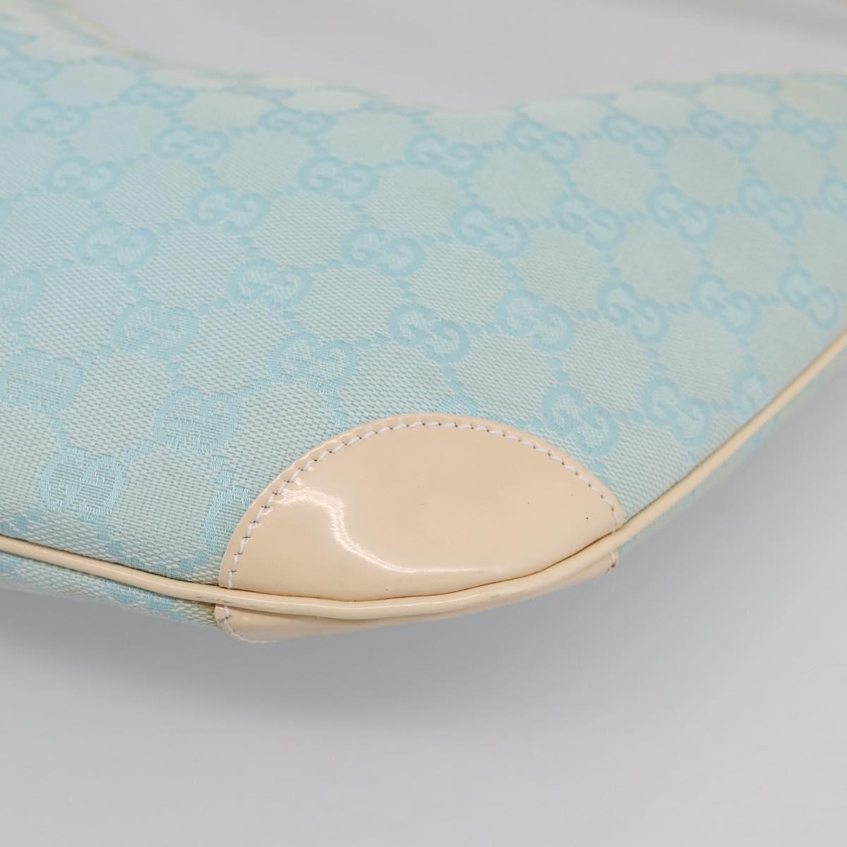 GUCCI GG Canvas Hand Bag Baby Blue Gold 001 4153 Auth 197600