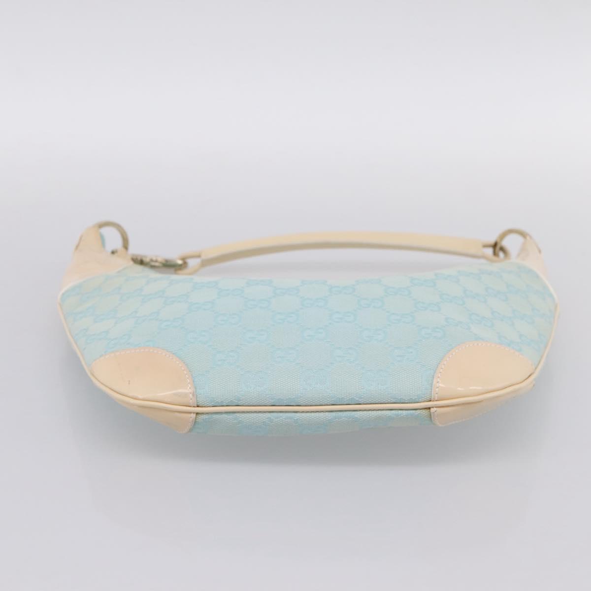 GUCCI GG Canvas Hand Bag Baby Blue Gold 001 4153 Auth 197600