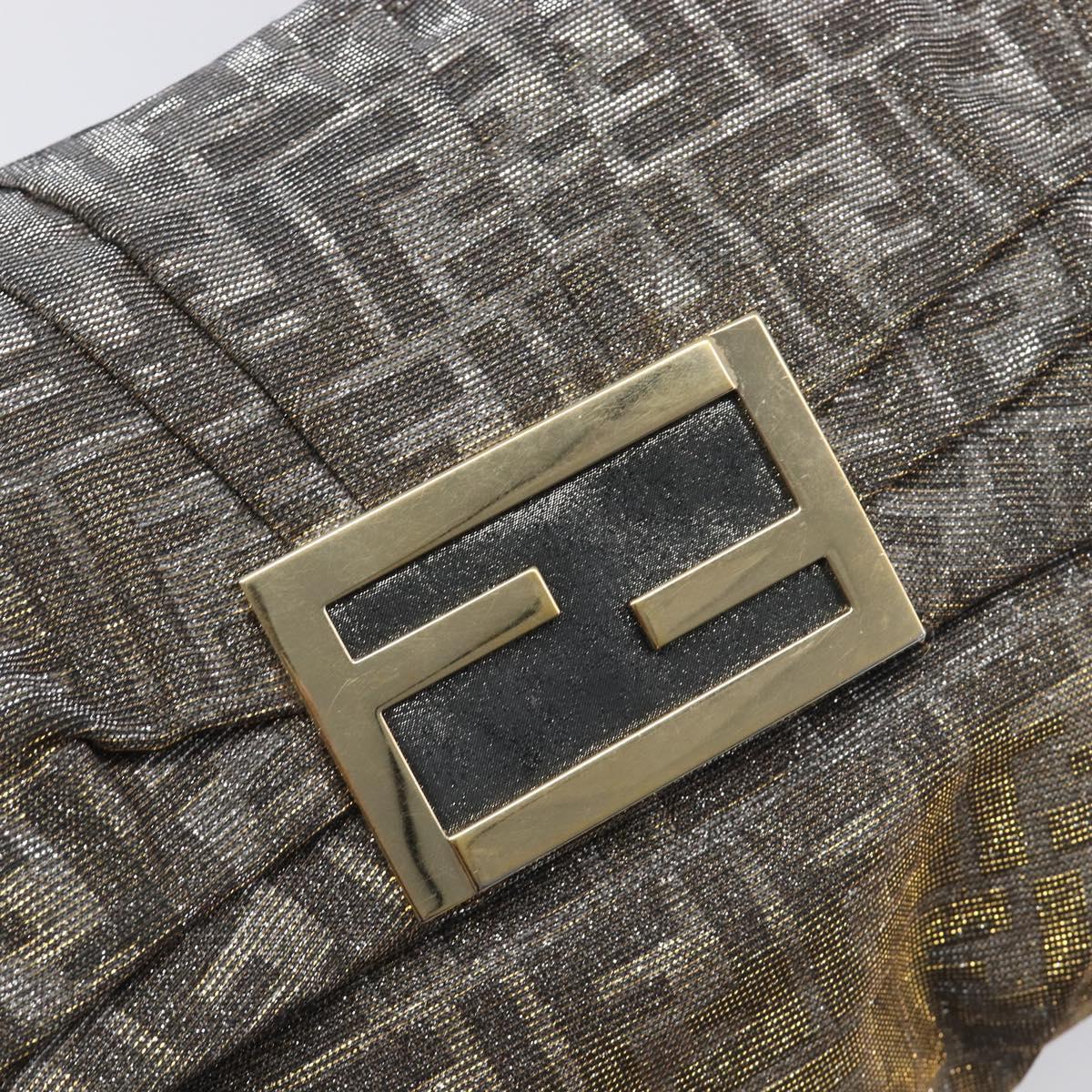 FENDI Zucca Canvas Shoulder Bag Gold Auth 197602V