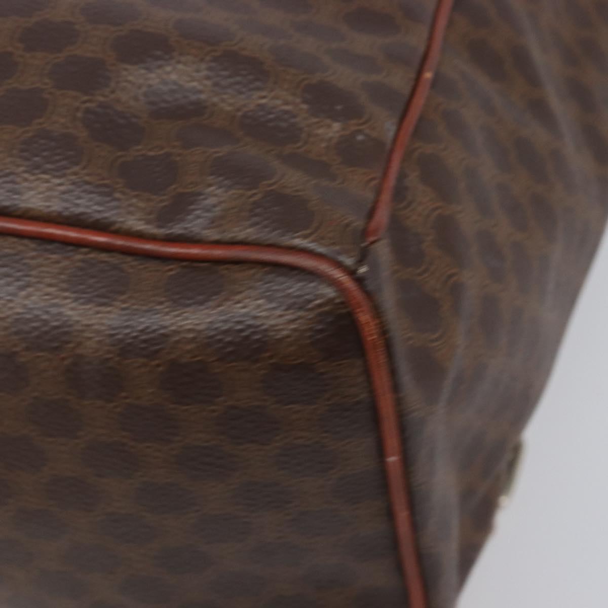 CELINE Macadam Canvas Backpack PVC Leather Brown Gold Auth 197605