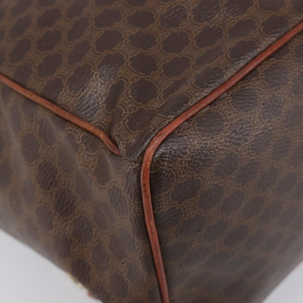 CELINE Macadam Canvas Backpack PVC Leather Brown Gold Auth 197605