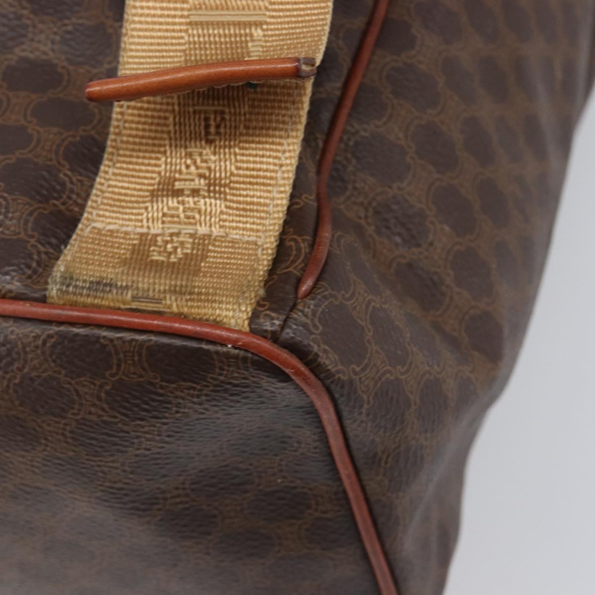 CELINE Macadam Canvas Backpack PVC Leather Brown Gold Auth 197605