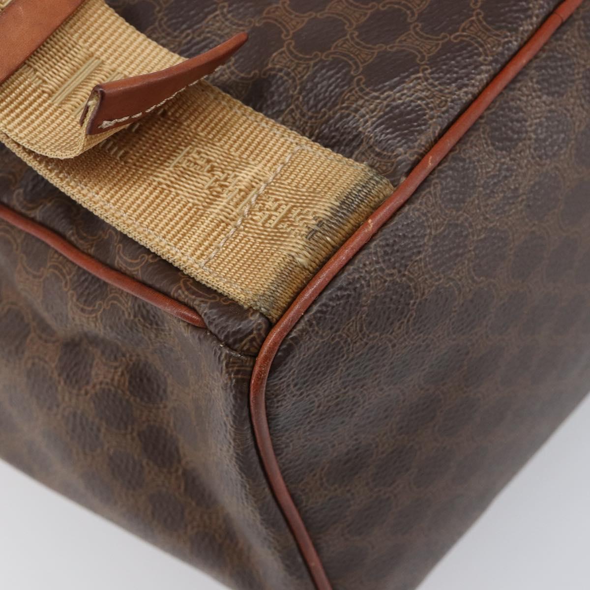 CELINE Macadam Canvas Backpack PVC Leather Brown Gold Auth 197605