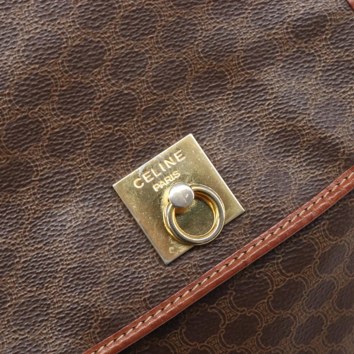 CELINE Macadam Canvas Backpack PVC Leather Brown Gold Auth 197605
