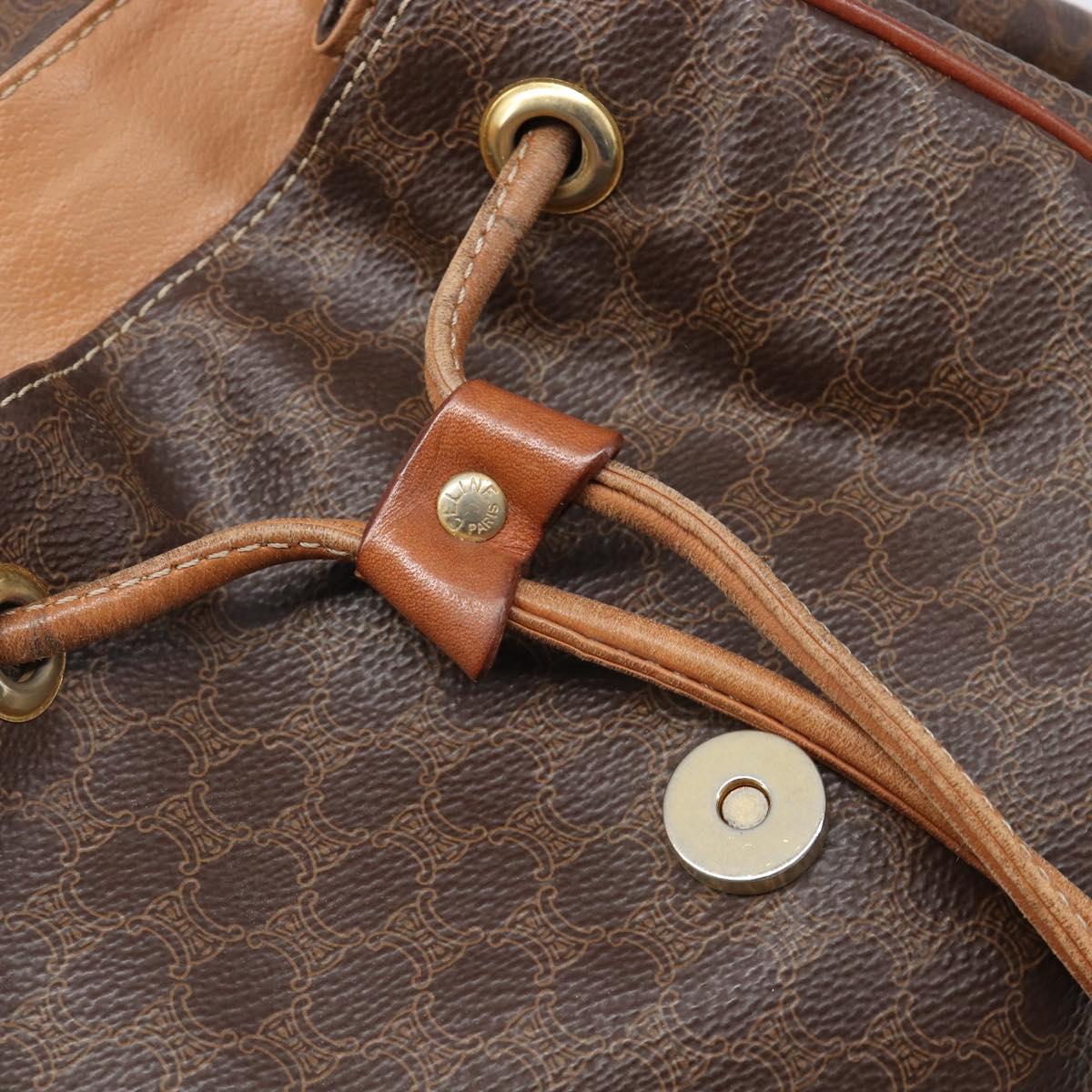 CELINE Macadam Canvas Backpack PVC Leather Brown Gold Auth 197605