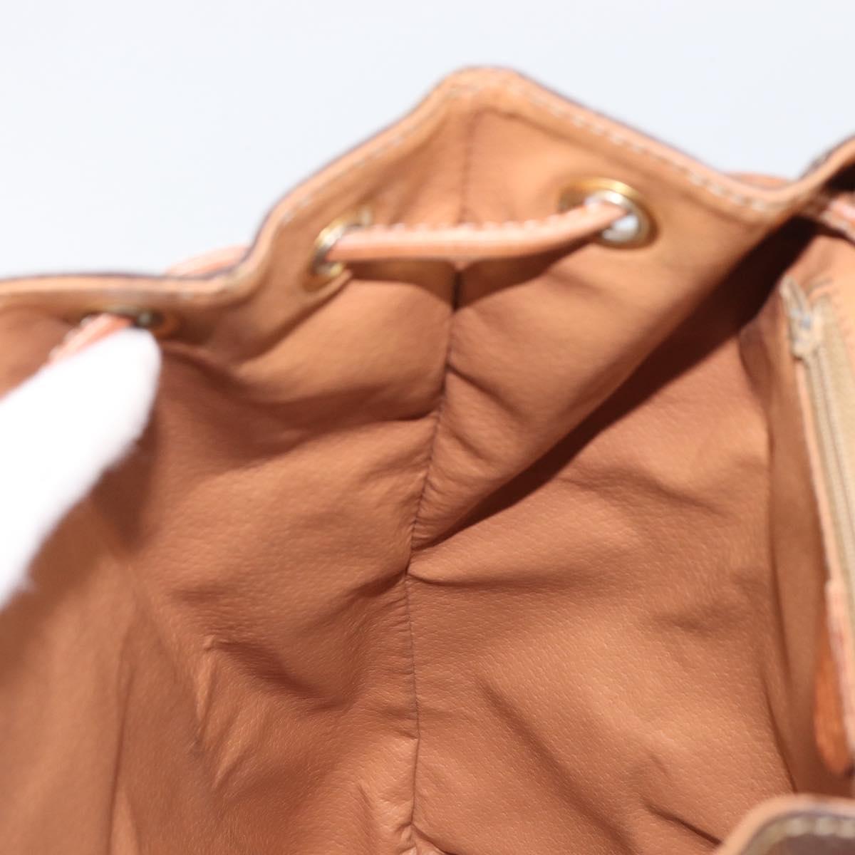 CELINE Macadam Canvas Backpack PVC Leather Brown Gold Auth 197605