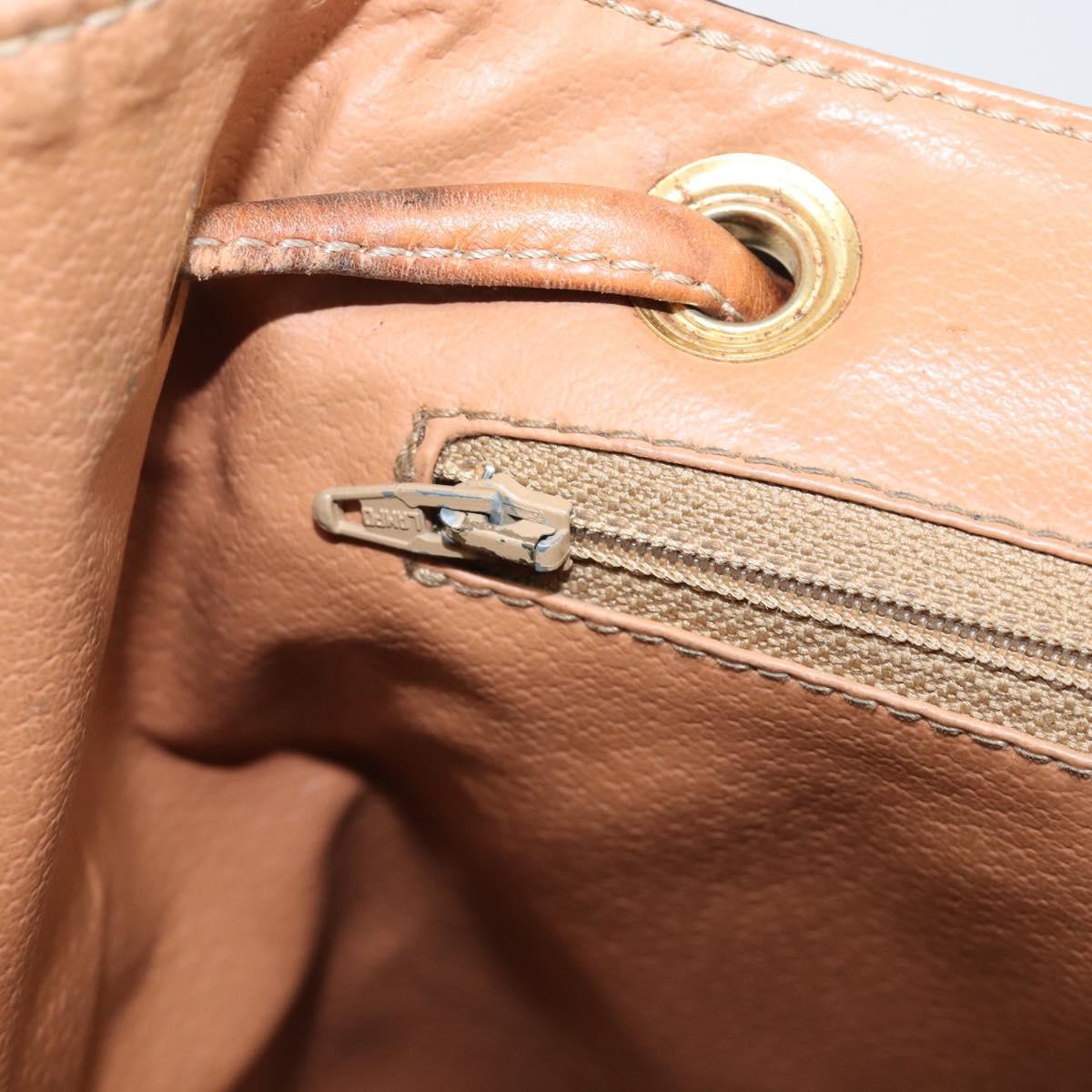CELINE Macadam Canvas Backpack PVC Leather Brown Gold Auth 197605