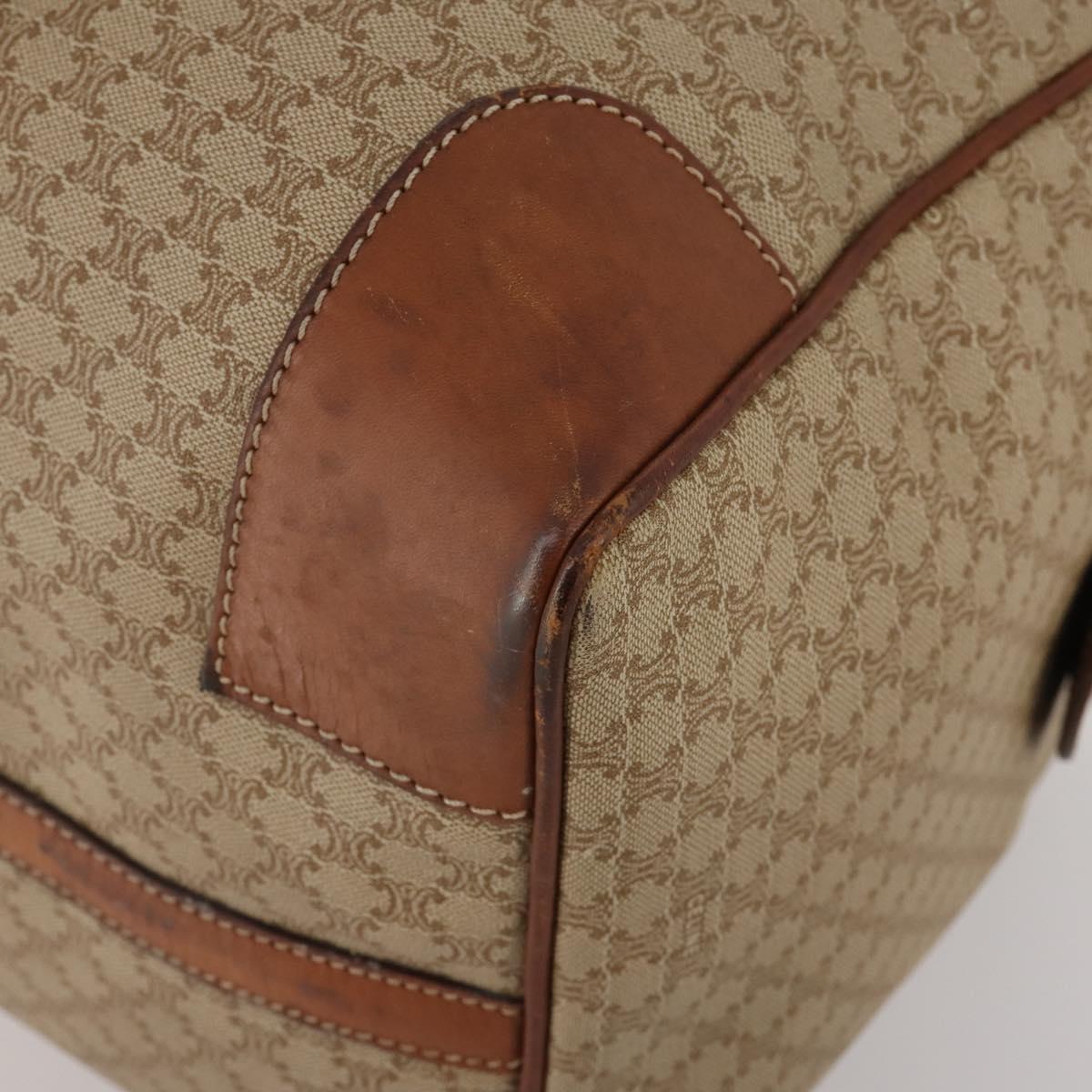 CELINE Macadam Canvas Boston Bag PVC Beige Gold Auth 197611